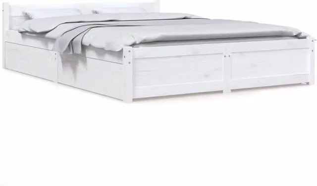 Berkfield Home Modern White Solid Wood Bed Frame with Drawers W/D/H: 160 x 200 cm – 1