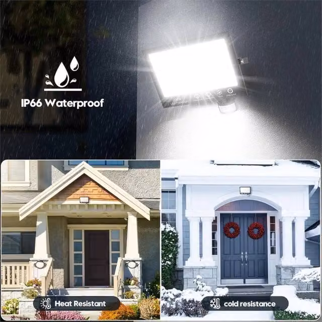 SPETLEK 100W LED Outdoor Garden Flood Light with Remote Control, Black