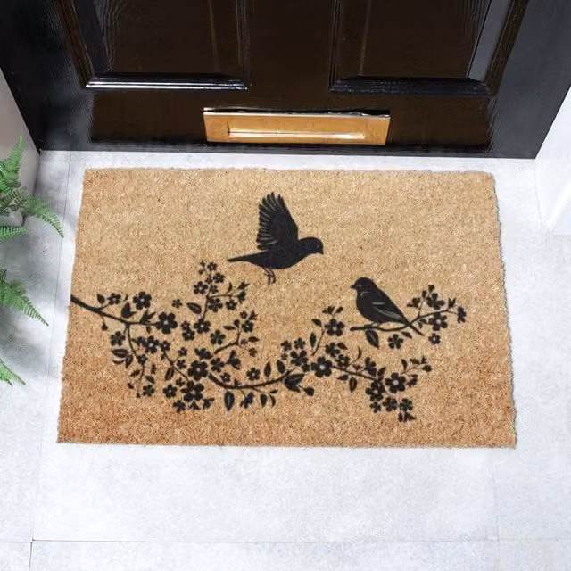 Artsy Mats Birds On A Tree Doormat, Brown, W: 60 cm, D: 40 cm – 1