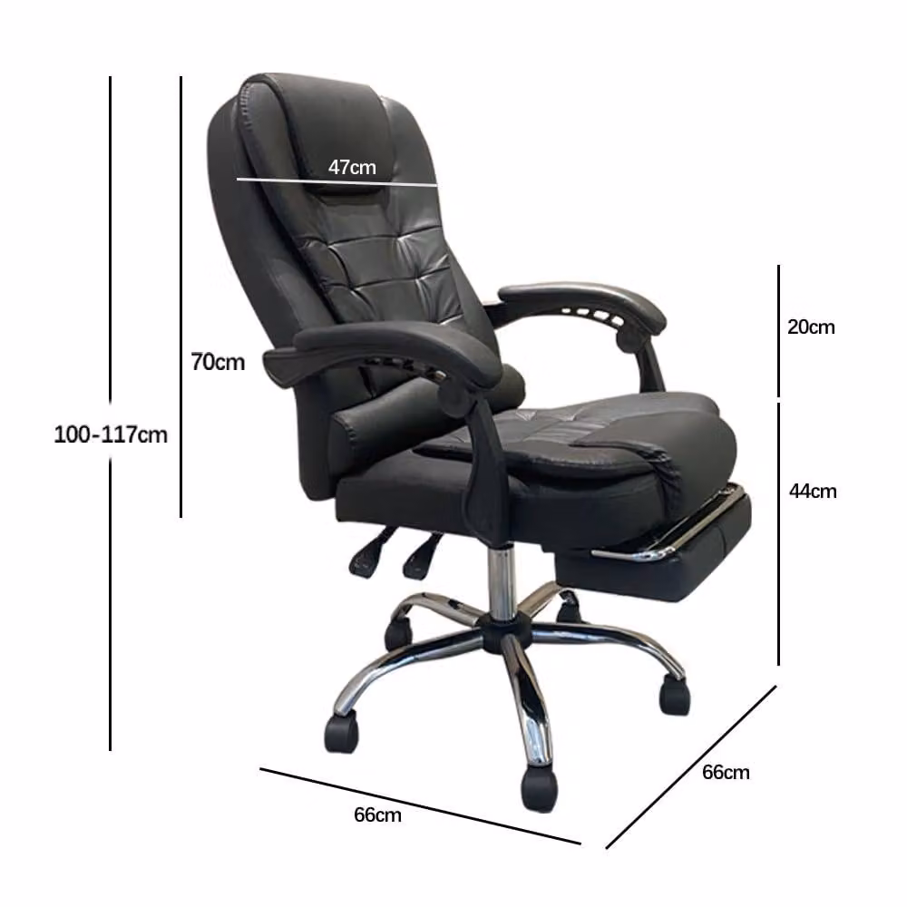 Alivio Black Synthetic Leather Office Massage Chair with 360 Swivel, Footrest, Lumbar Support and Headrest – 3