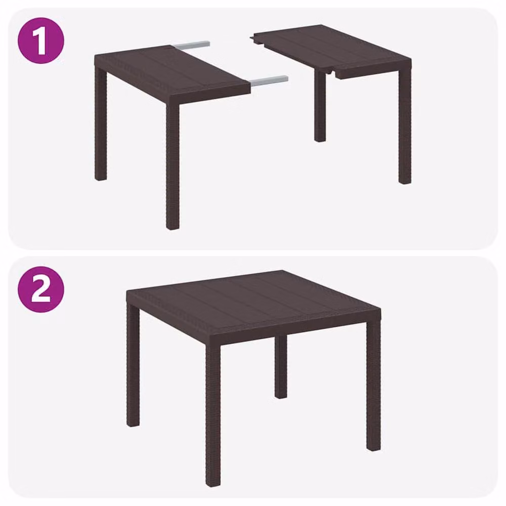 Berkfield Home Brown Poly Rattan Square Garden Table W/D/H: 100 x 100 x 73 cm – 6