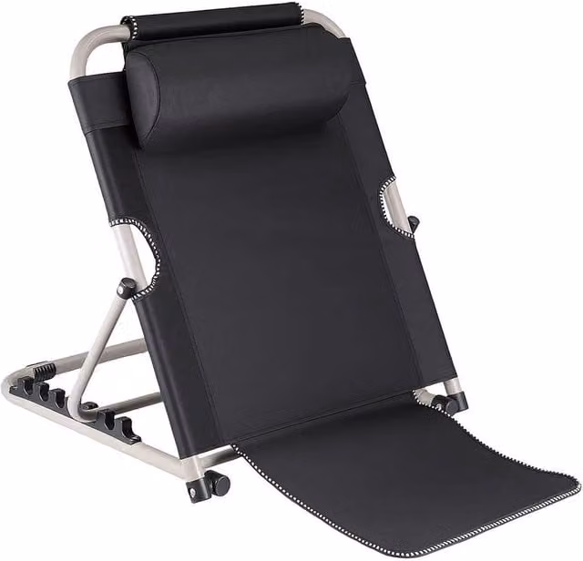 NESTLUNE Folding Bed Backrest Steel Support Frame with Headrest, 6-Position Angle Adjustment, Black