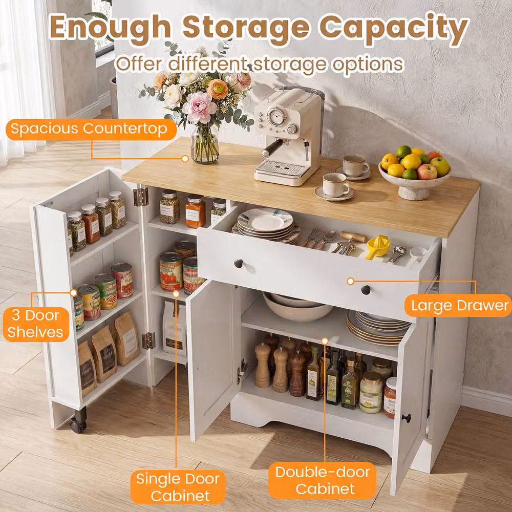Costway Modern Buffet Cabinet with 3 Doors and Storage in White – 2