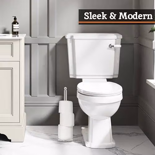 Premier Housewares Elegant Chrome Large Freestanding Toilet Roll Holder with White Marble Base – 3