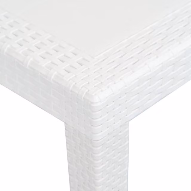 Berkfield Home Extendable Rectangular Garden Table in White Plastic Rattan Look, W/D/H: 220 x 90 x 72 cm
