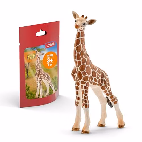 Schleich Wild Life Giraffe Calf Toy Figurine in Orange and Brown – 1