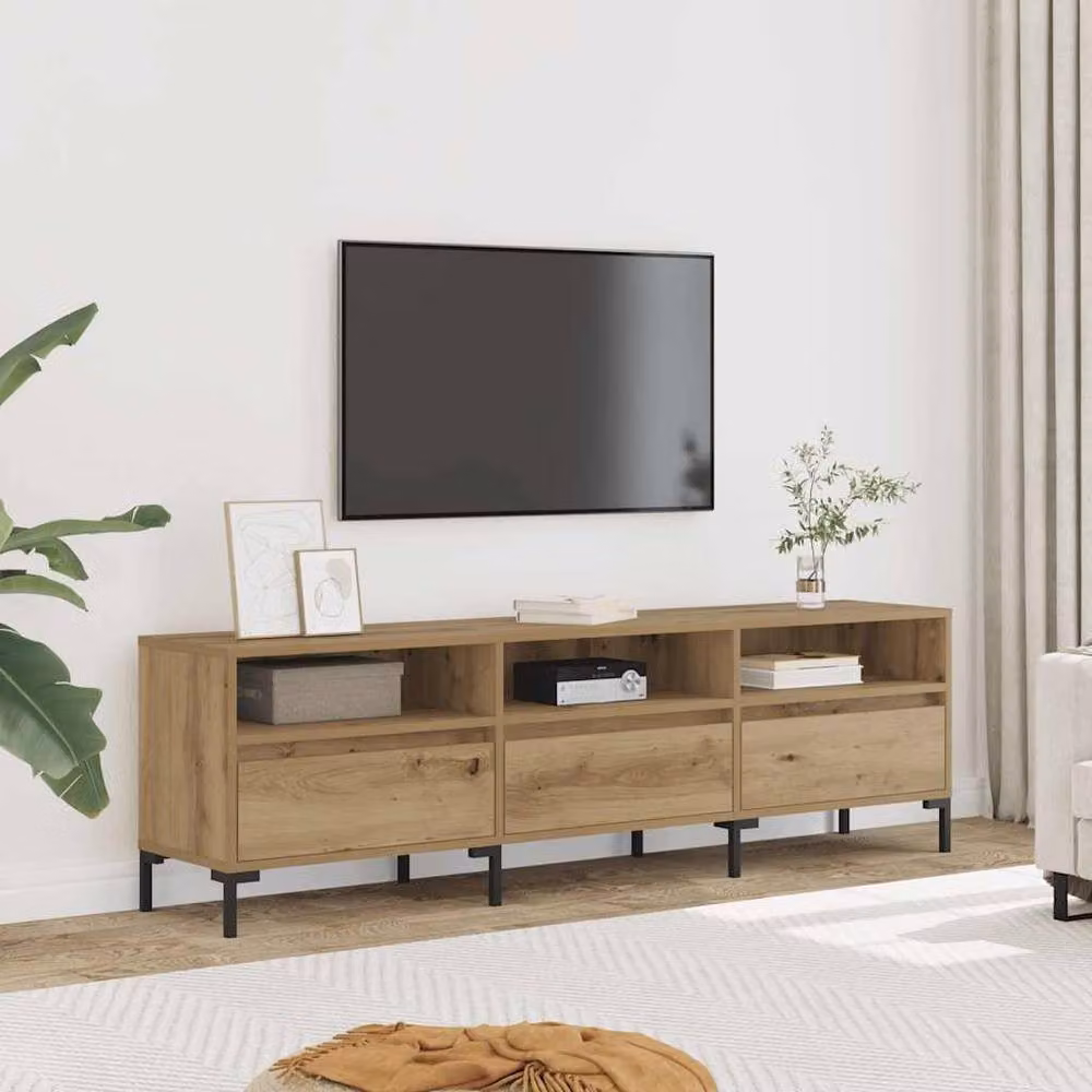 Berkfield Home Artisan Oak TV Cabinet in Brown, W: 150 cm, D: 30 cm, H: 44.5 cm – 3