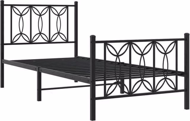 Berkfield Home Metal Bed Frame with Footboard, Black, W/D/H: 75 x 190 x 90 cm
