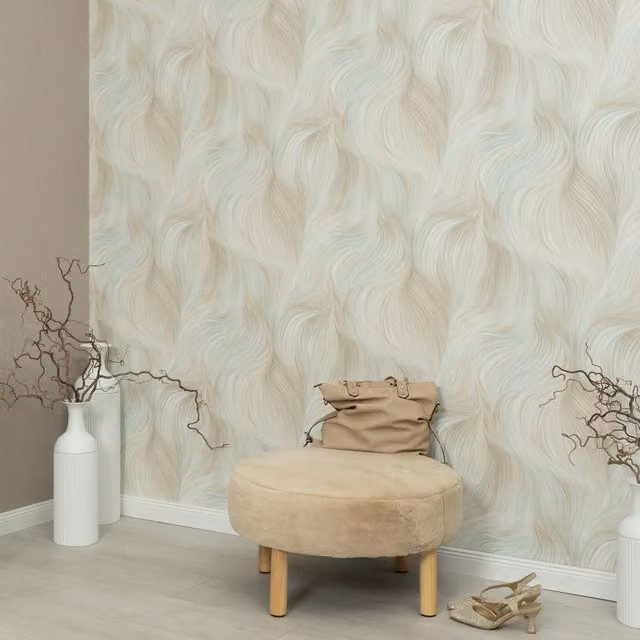 Erismann Abstract Modern Petrol Vinyl Pre-pasted Wallpaper