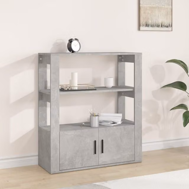 Berkfield Home Sideboard in Concrete Grey, W/D/H: 80 x 30 x 90 cm