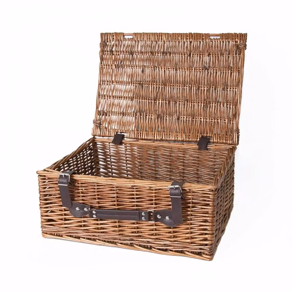 VOGREX Brown Open Weave Rattan Picnic Gift Hamper Display Box W: 40 cm, D: 24 cm, H: 40 cm – 2