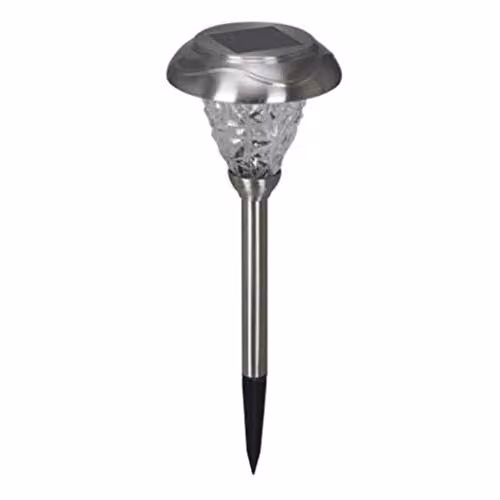Luxform Saint Étienne Solar LED Garden Spike Light in Silver Stainless Steel