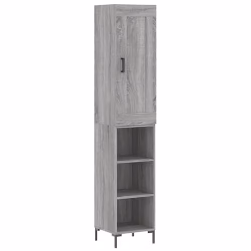 vidaXL Grey Sonoma Highboard with Hinged Doors and Internal Shelves, W/D/H: 34.5 x 34 x 180 cm – 1