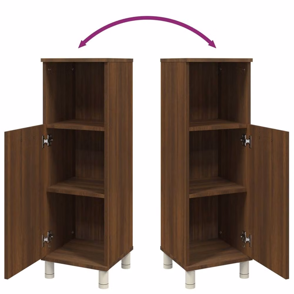 Berkfield Home Spacious Bathroom Cabinet in Brown Oak, W/D/H: 30 x 30 x 95 cm – 3