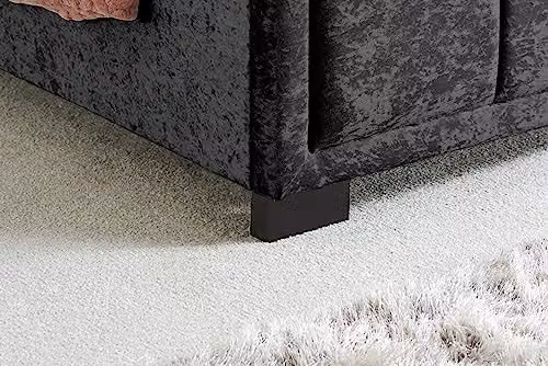 Birlea Hannover Upholstered Velvet Bed in Black, Double (W: 140 cm, H: 101 cm, D: 207 cm) – 4