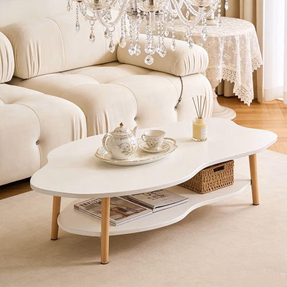 Ventryn Modern 2-Layer Cloud Coffee Table in White – 4