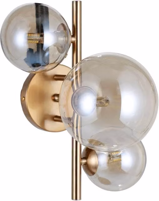 Netlighting Canello Modern 3 Light Wall Lamp in Gold/Brass with Transparent Glass and G9 Base