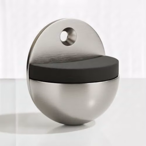 Betley Butterfly Floor-Mounted Door Stop in Brushed Nickel and Silver Metal with Rubber Finish – 2