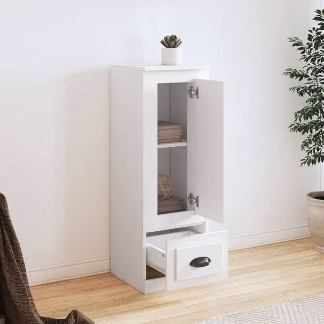 Berkfield Home White Highboard in Engineered Wood, W/D/H: 36 x 35.5 x 103.5 cm – 1