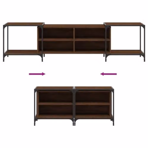 vidaXL Industrial Adjustable TV Cabinet in Brown Oak, Made of Wood, MDF and Metal for your Living Room or Bedroom – 2