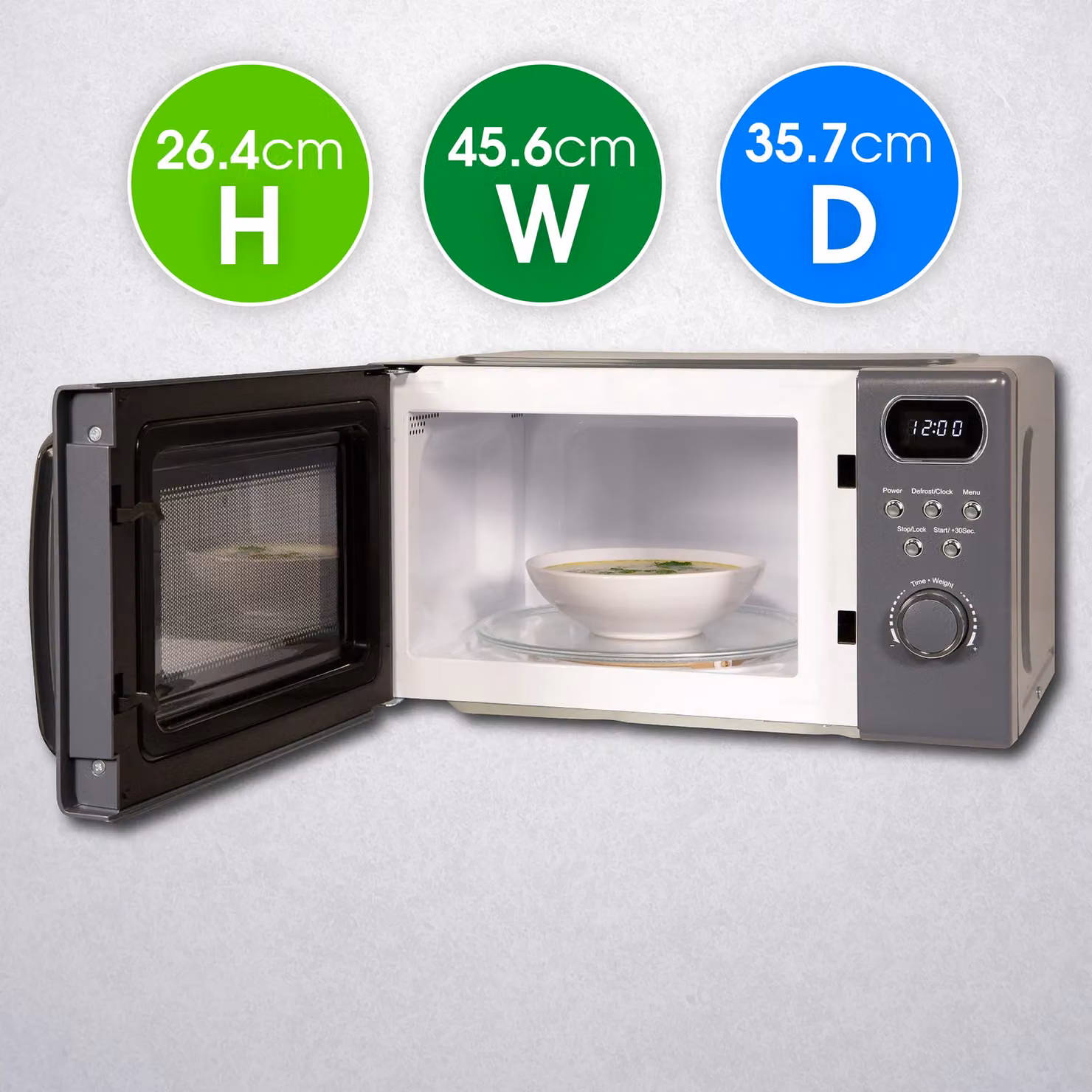 Abode AMD2004 Retro Solo Digital Microwave, 20 Litres, 800W, Grey – 2