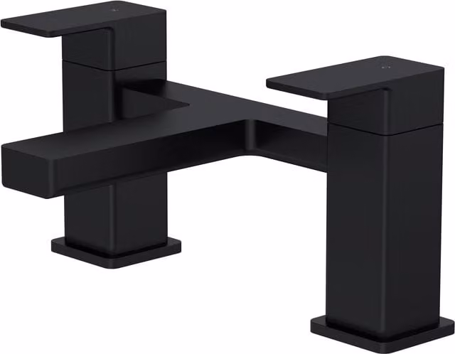 Balterley Square Deck Mounted Bath Filler Tap with Dual Levers in Matt Black