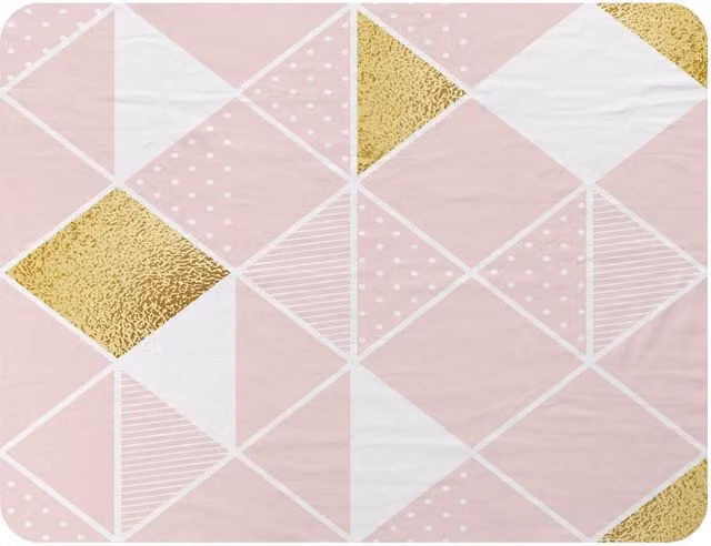 Benjamin Tate Design Pink and Gold Geometric Fleece Blanket, W/D/H: 120 x 150 cm – 2