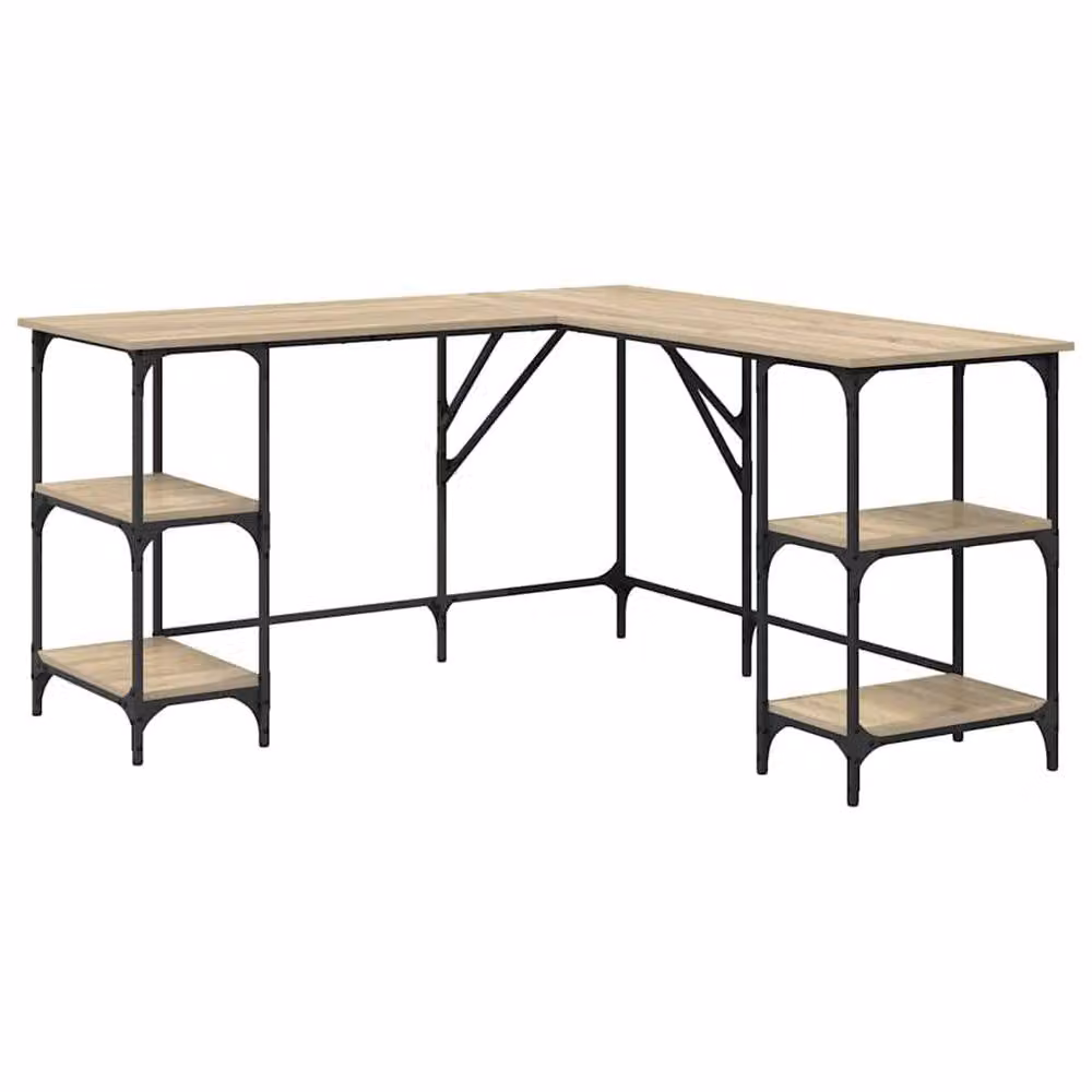 Berkfield Home Sonoma Oak Writing Desk in Light Tan, W/D/H: 139 x 139 x 75 cm – 3