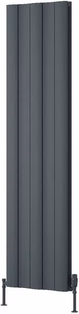 Bathroom Kingdom Gio Anthracite Double Flat Panel Vertical Aluminium Radiator, Grey, H: 180 cm, W: 47 cm
