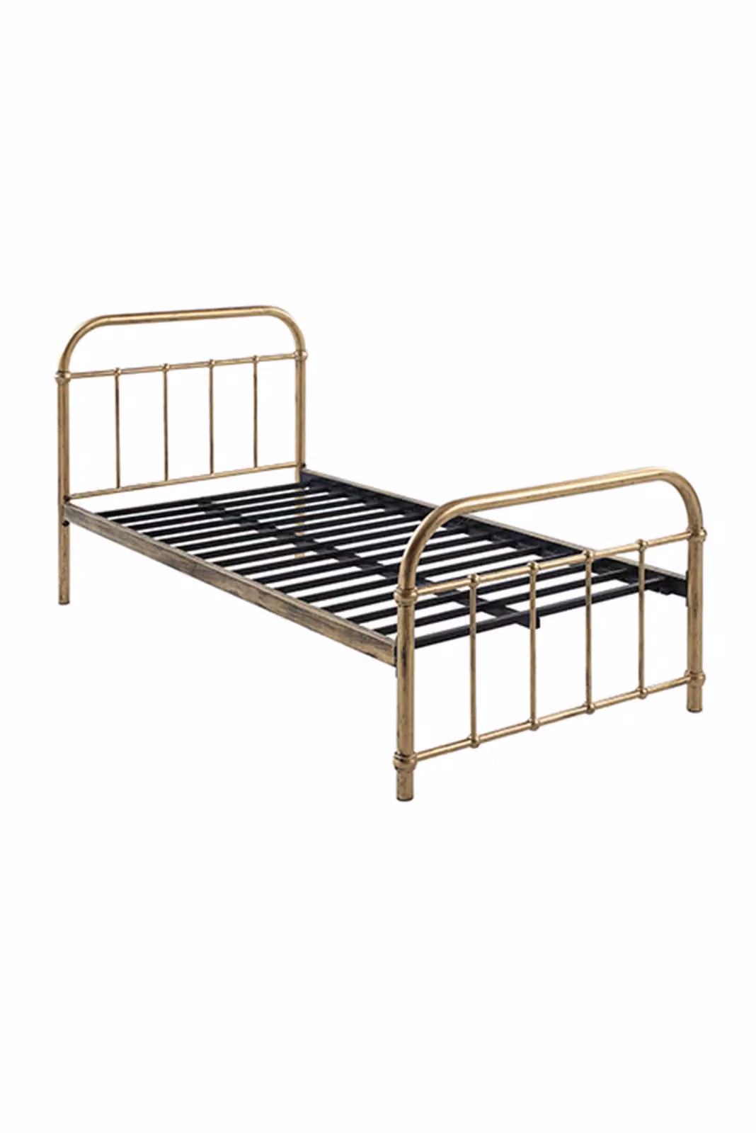 SlumberWorx Tewin Vintage Hospital Style Metal Bed Frame and 25cm Deep Pocket Memory Foam Mattress in Bronze, Single, W/D/H: 90 x 200 cm – 2