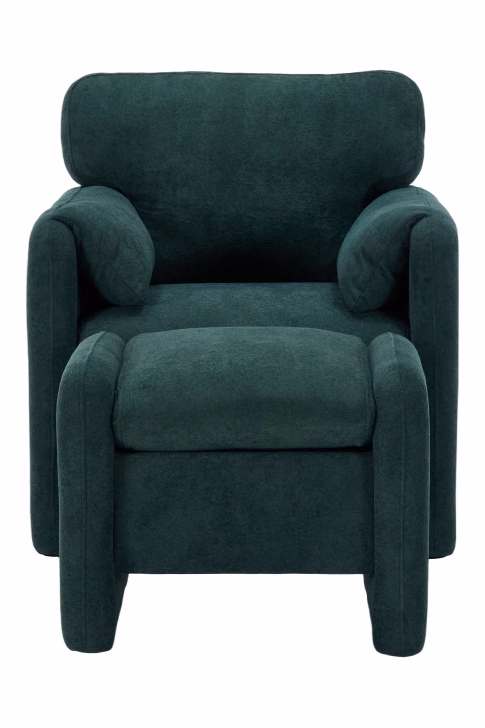 Garden Sanctuary Green Chenille Upholstered Armchair with Footstool – 2