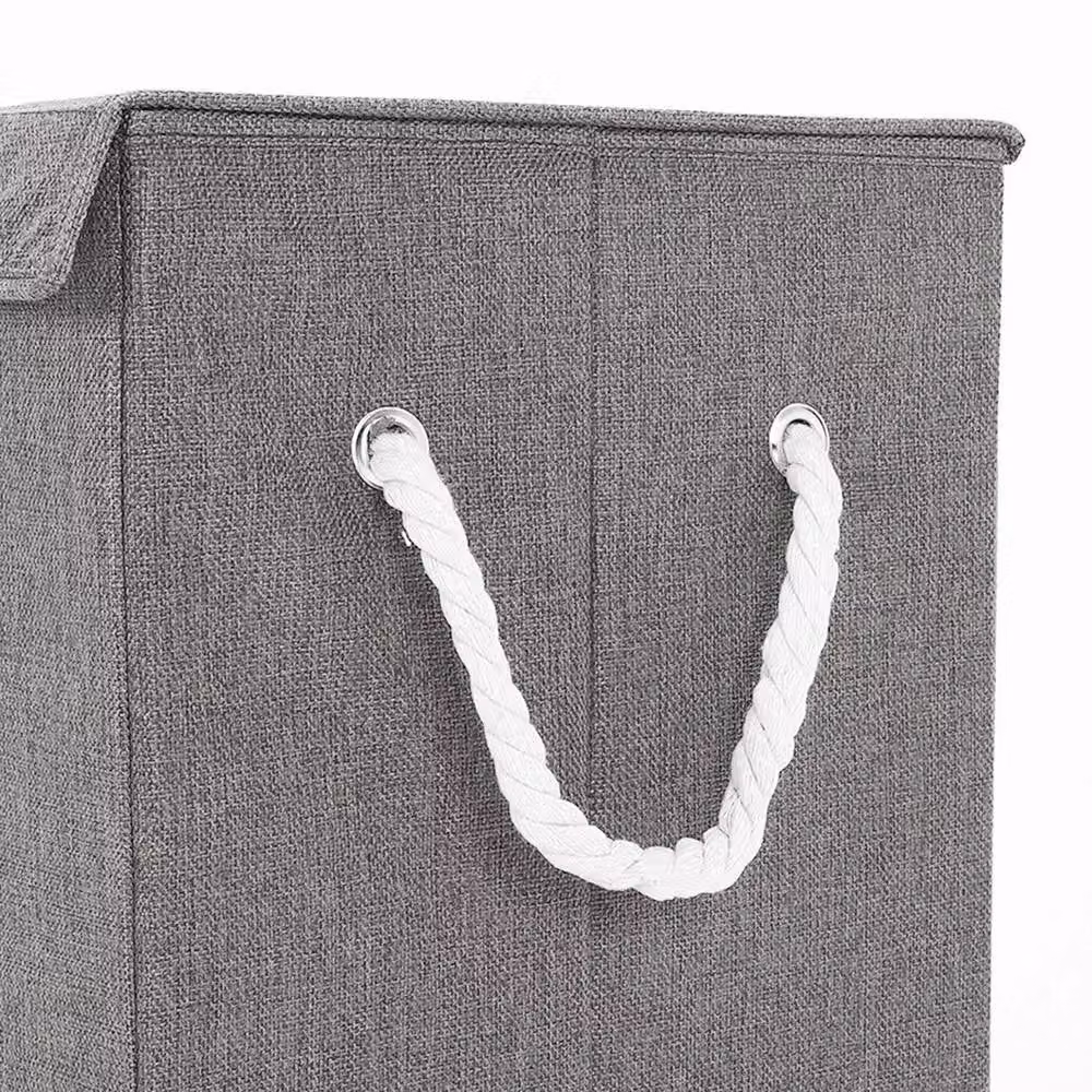 KORVIXA Grey Collapsible Laundry Basket with Lid, Height: 100 cm – 3