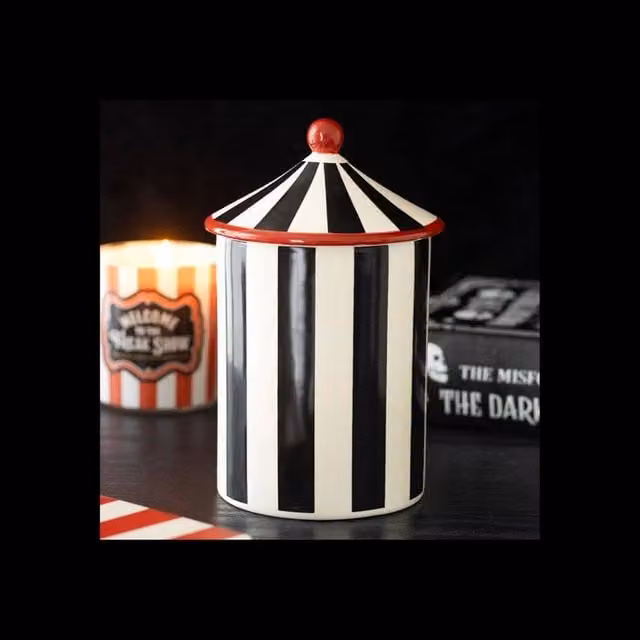 KDMD Black Striped Circus Tent Ceramic Storage Jar for Kitchen Snacks – 1