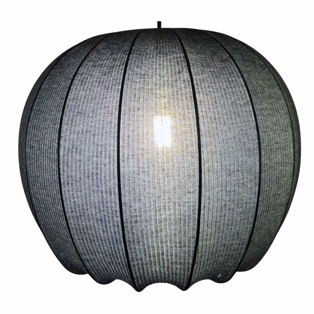CGC Lighting Round Ribbed Stretch Cotton Fabric Lampshade in Blue – 7