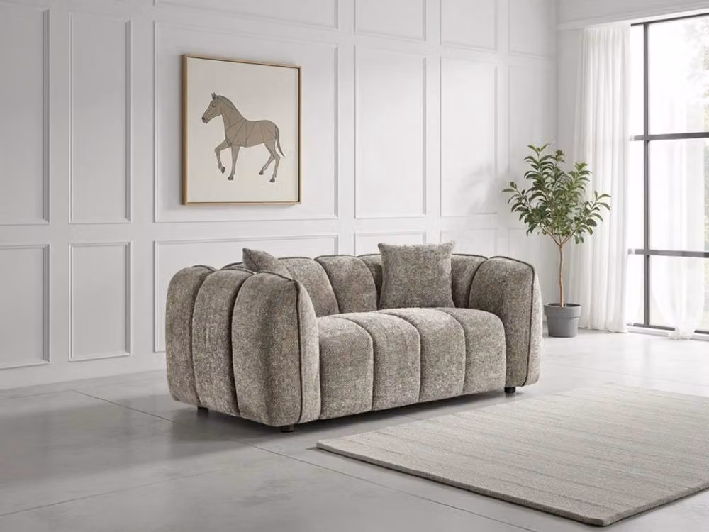 Stratus Interiors Venice 3 Seater Chunky Panel Fabric Sofa in Brown – 2
