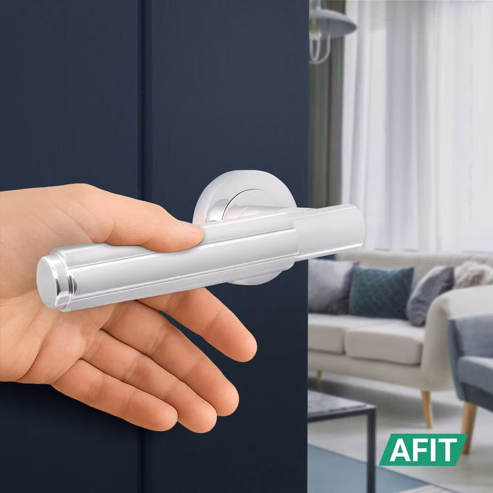 AFIT Polished Chrome Aluminium Door Handle Latch Set in Silver – 4