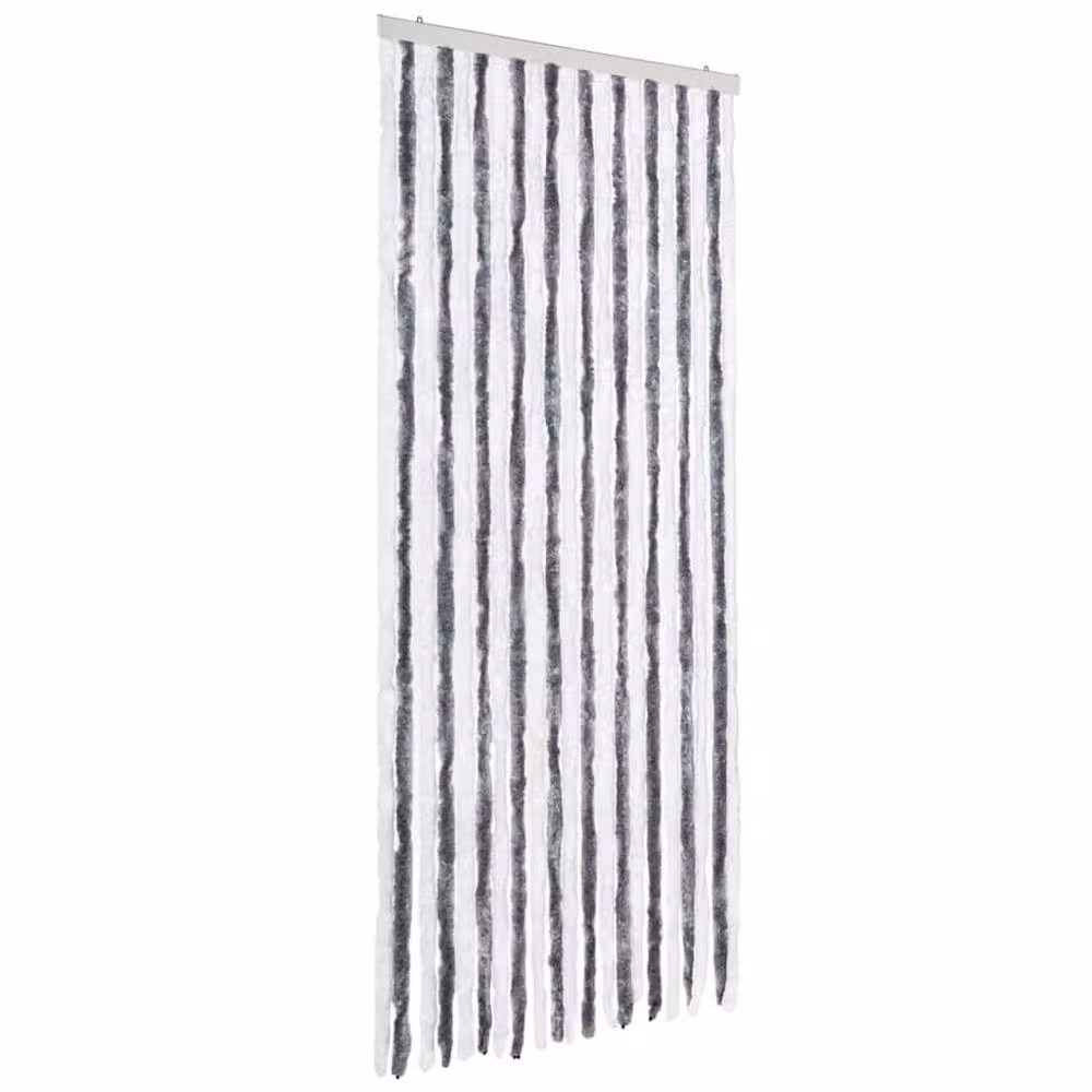Berkfield Home Grey and White Striped Chenille Insect Curtain, W/H: 90 x 220 cm – 3