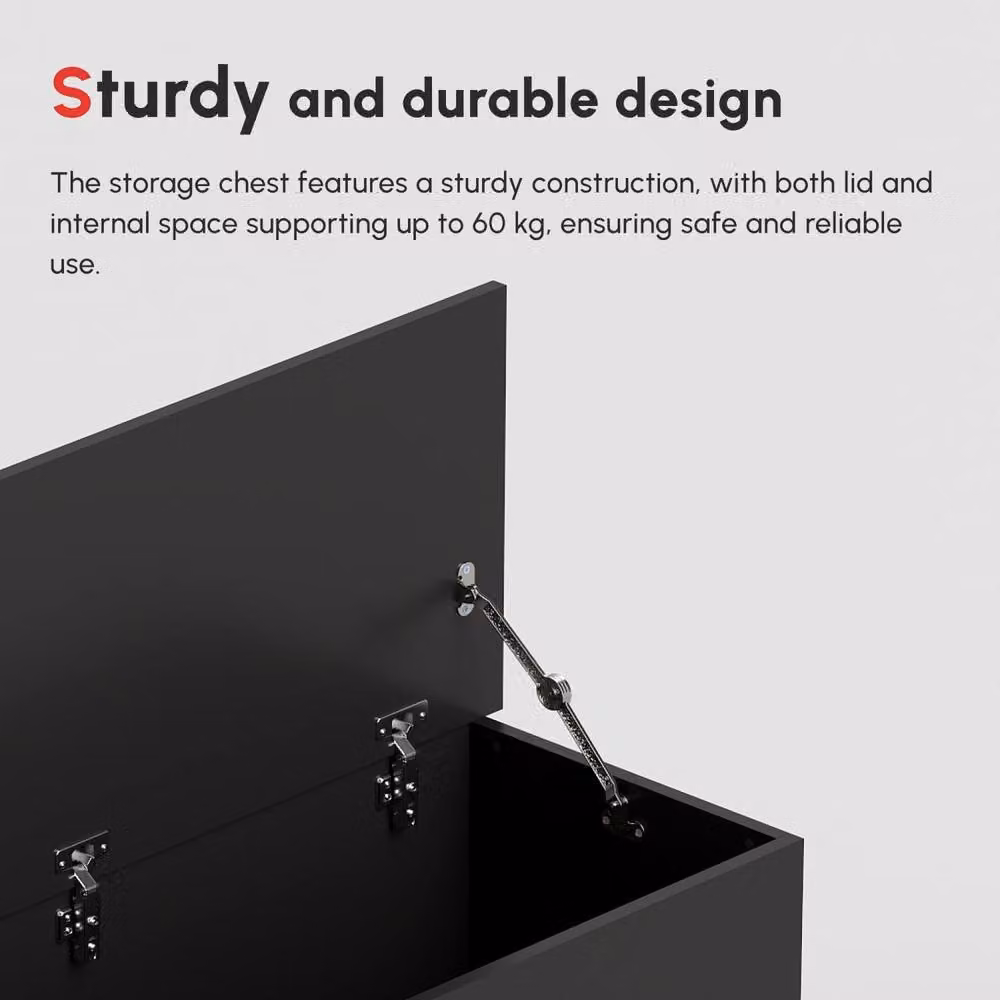 Wyld Haus Leretteo Large 113L Black Plastic Storage Chest with Flip Top Lid and Safety Hinges – 8