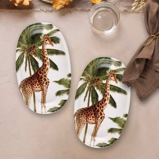 The Mia UK Mon Reve Series Oval Porcelain Serving Platters, Set of 2, Multicolour