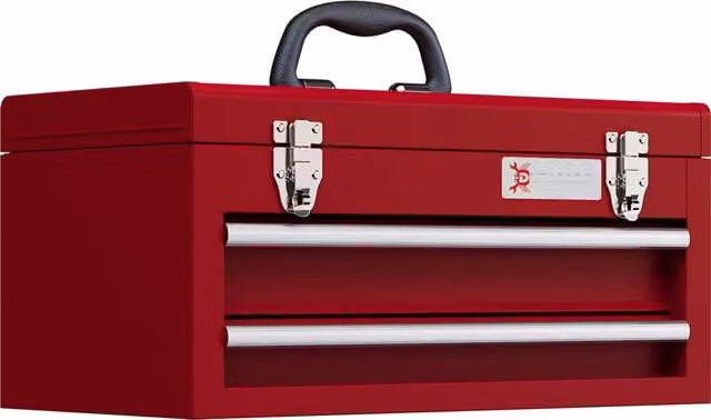 DURHAND Metal Tool Box with Lock and 2 Drawers, Red – 1