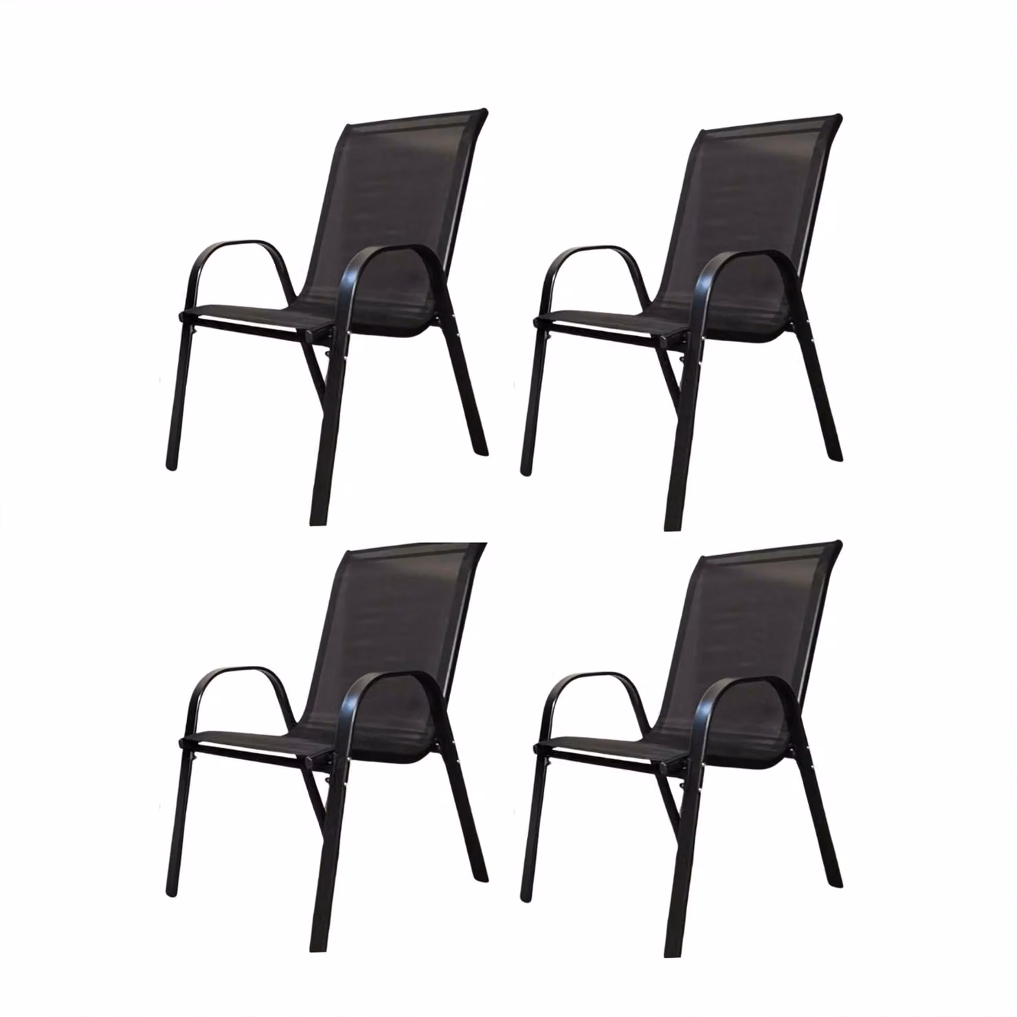 Samuel Alexander Set of 4 Black Textilene and Powder Coated Steel Outdoor Garden Patio Chairs – 3