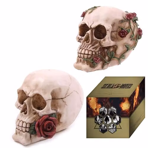 Puckator Gothic Skull Ornament with Purple, Red or White Roses – 1