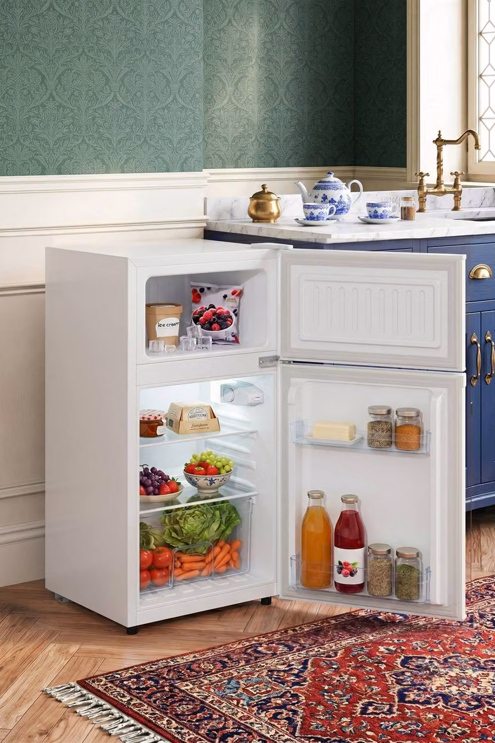 Amica 89L Freestanding Top Freezer Fridge in White – 3