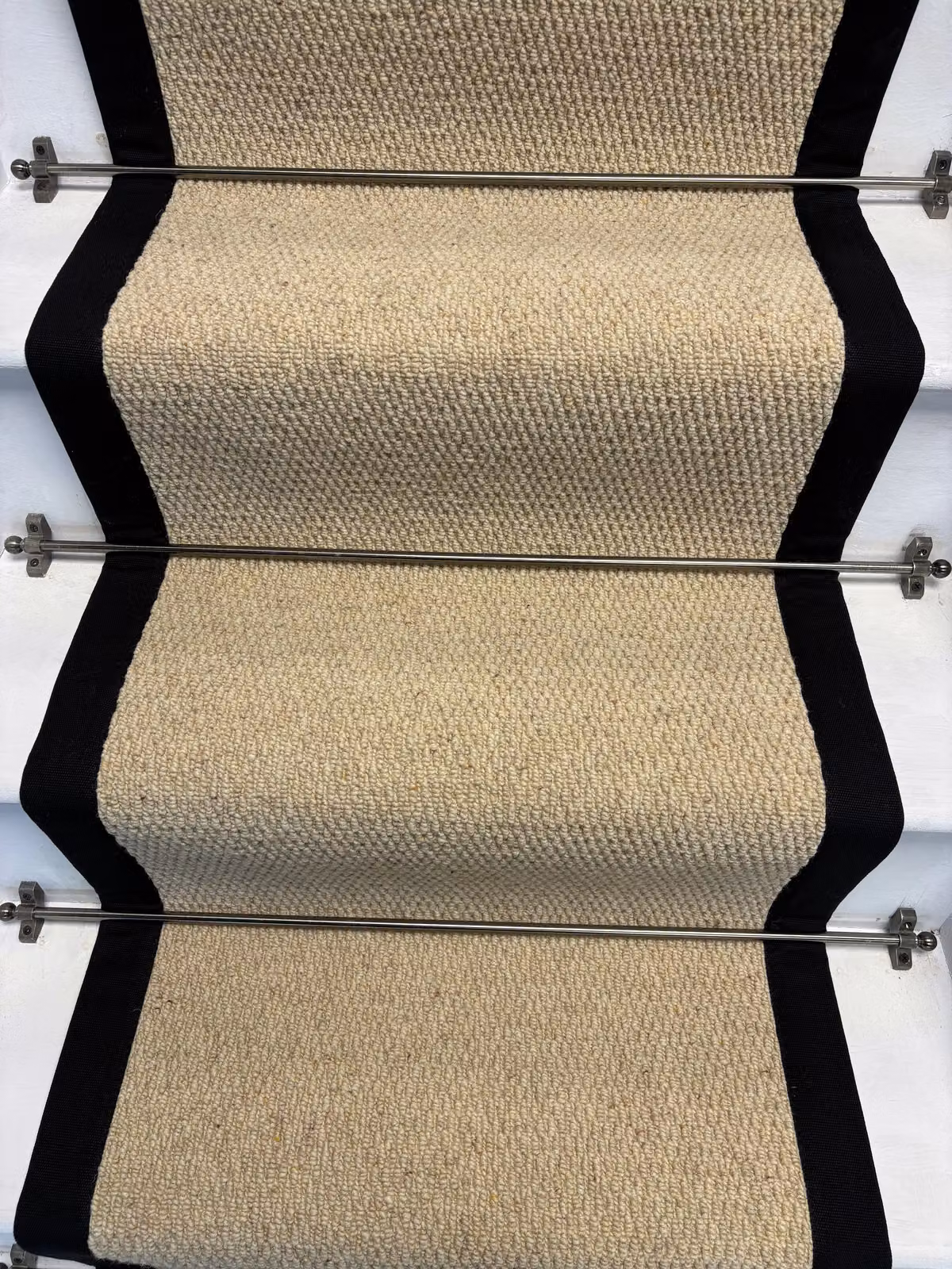 RainbowHome Kalahari Cream Wool Stair Runner with Black Cotton Border, W: 50 cm x L: 650 cm – 2