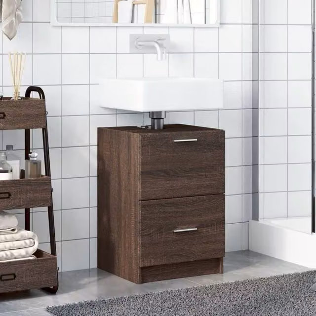 Berkfield Home Brown Oak Sink Cabinet, W/D/H: 40 x 37 x 59 cm