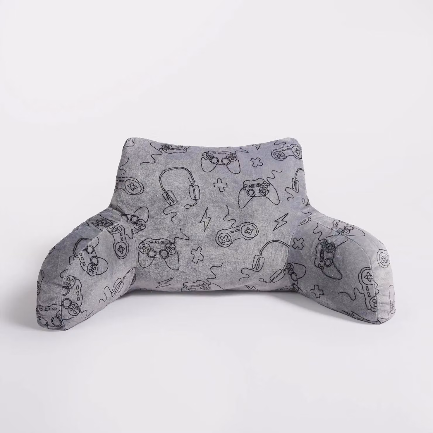 OHS Grey Fleece Cuddle Reading Cushion for Adults and Kids with Back and Arm Support – 3