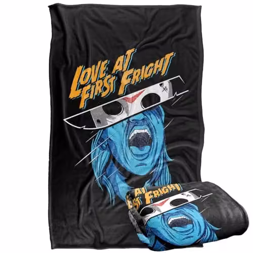 Warner Bros. Friday The 13th Love At First Fright Super Soft Silky Touch Fleece Throw Blanket, Multicolour, W: 91.44 cm x D: 147 cm