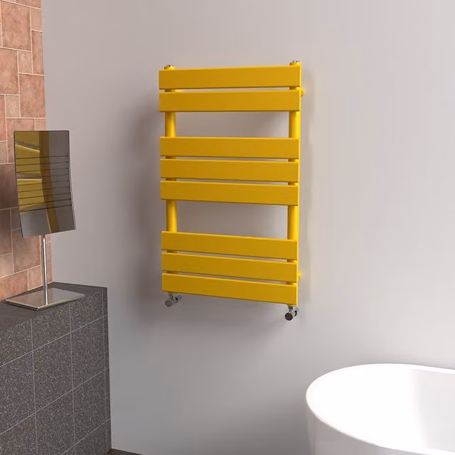Lux Heat Flat Coloured Towel Radiator in Yellow, H 80 cm x W 50 cm