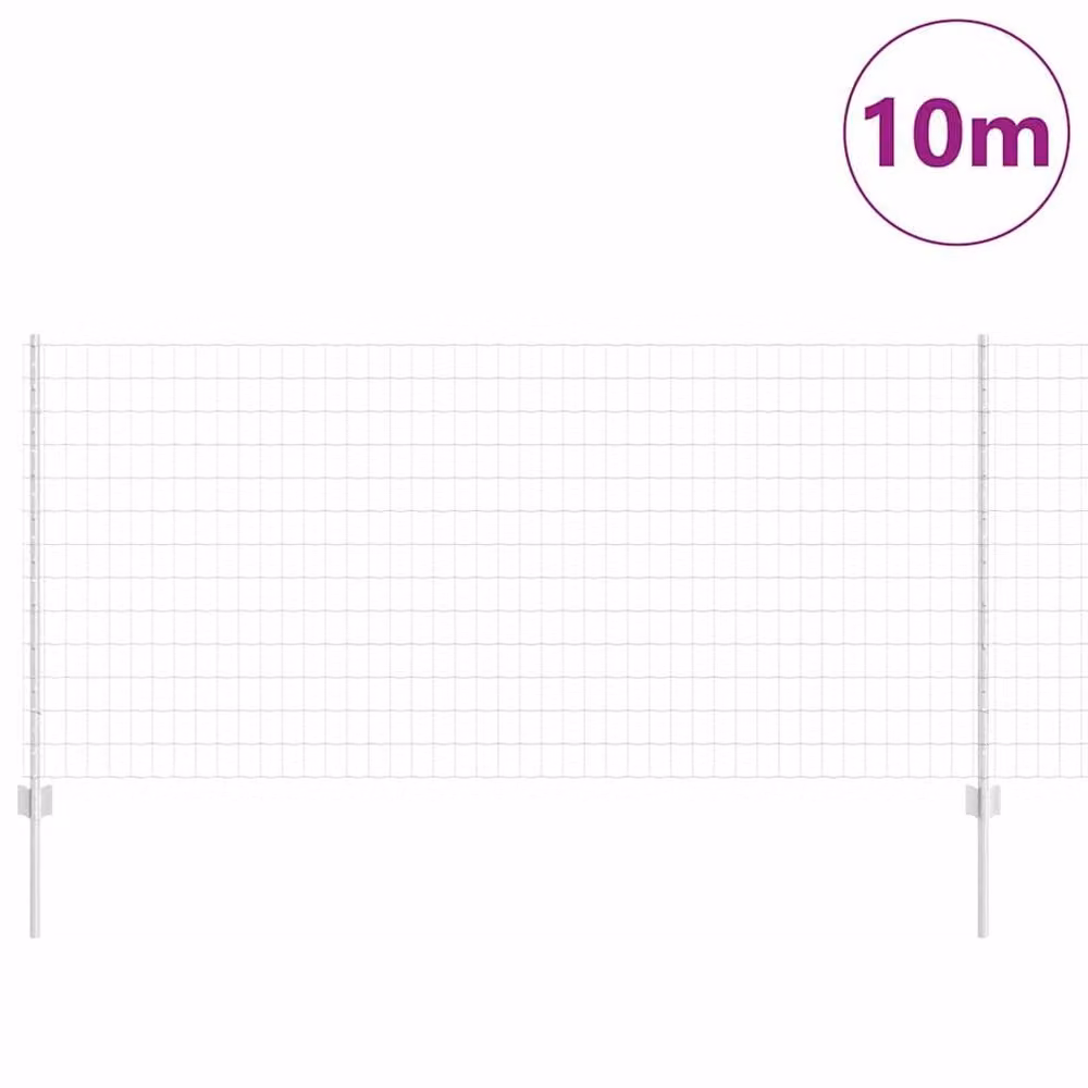 Berkfield Home Euro Fence with 10 U-Profile Posts, Silver Galvanised Steel, W: 10 m x H: 1 m – 2
