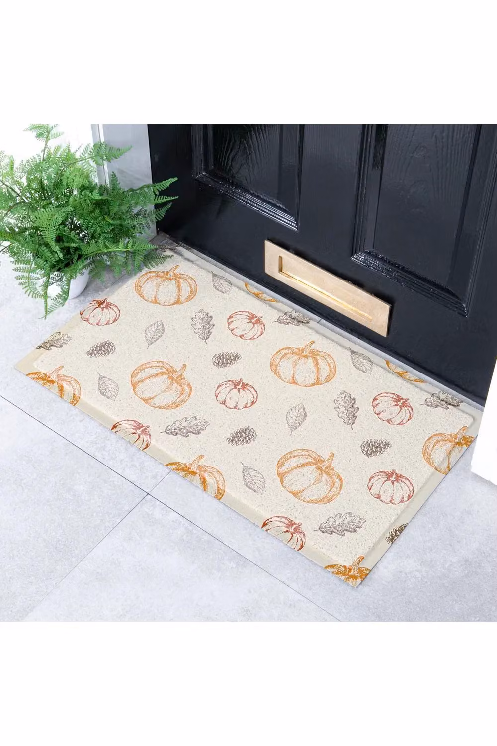 Artsy Mats Sketch Pumpkin Pattern Indoor Outdoor Doormat in Beige, W/D: 70 x 40 cm – 2